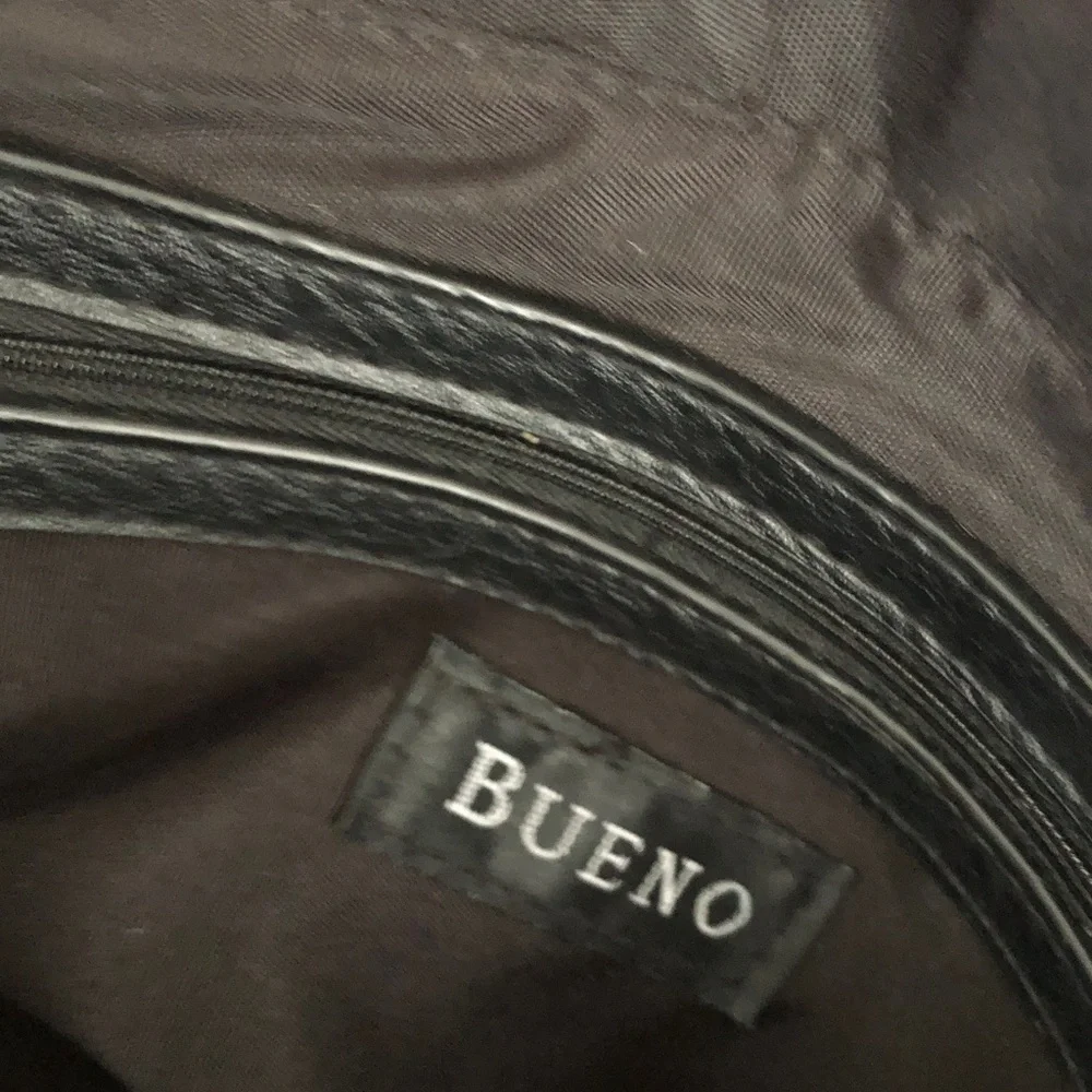 Bueno Black Structured Satchel with Gold Hardware